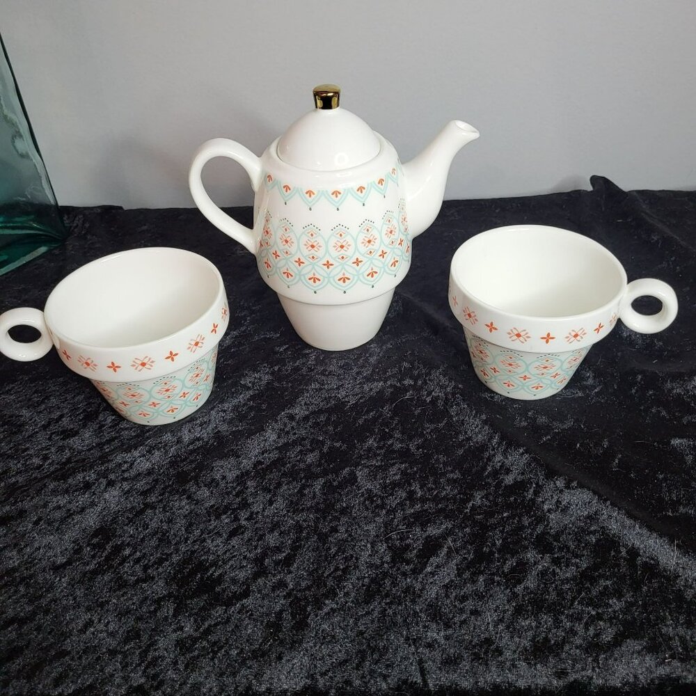 Vintage-Inspired Pinky Up Tea Set - Teapot & 2 Cups